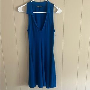 Zara Blue V-Neck Sheath Midi Dress